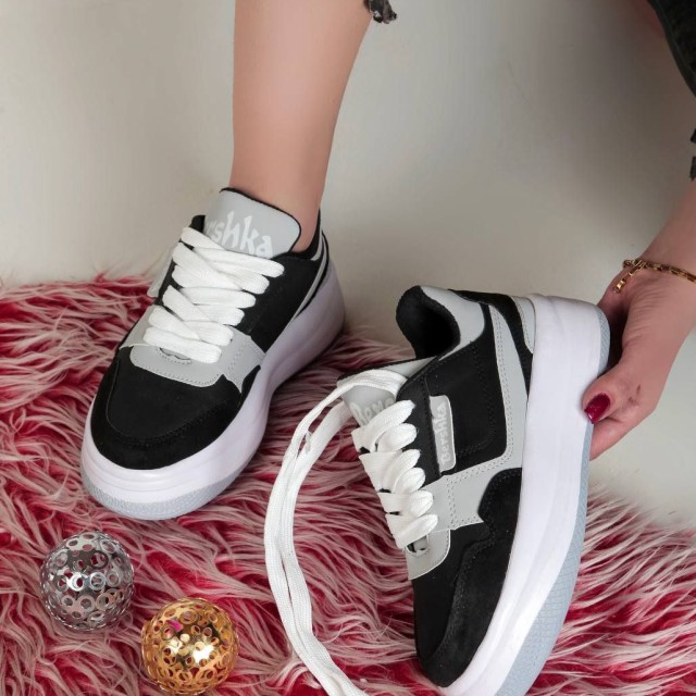 خرید تکی از تولیدی جدیدترین کفش ونس تهران  کتونی اسپرت دخترانه زنانه مدل برشکا سفید طوسی