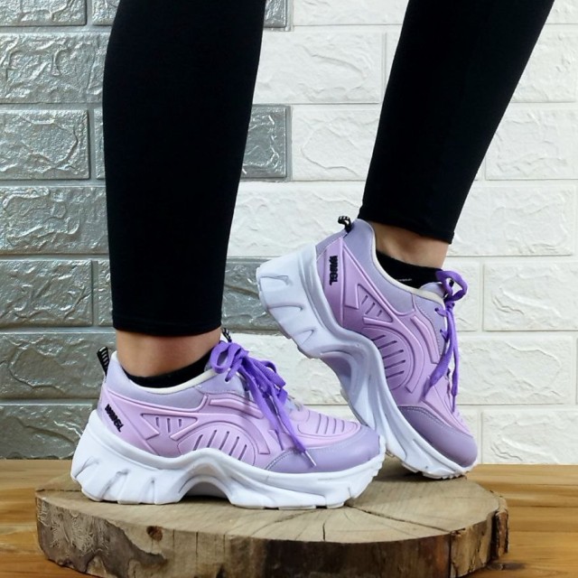 خرید تکی از تولیدی کفش شیک کتونی اسپرت زنانه دخترانه زنانه مدل یاموتا   بنفش زیره پیو راحت ابی سفید