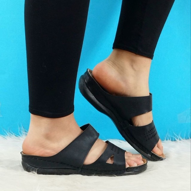 حراج ویژه این هفته در ترب دمپایی صندل طبی زنانه دخترانه دور دوخت مشکی ساده