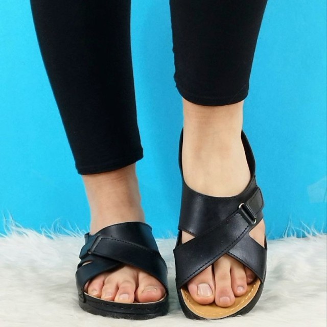 حراج ویژه این هفته دمپایی صندل طبی زنانه دخترانه دور دوخت چسبی مشکی جدید