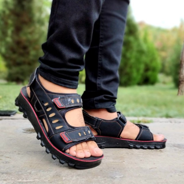 حراج محدود دمپایی صندل پشت بسته چسبی مردانه با کیفیت صد در صد طبی مشکی