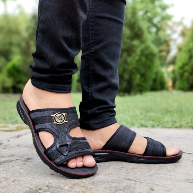 حراج محدود دمپایی صندل  مردانه با کیفیت طبی  قابل شستشو زیره تزریق مدل ارش مشکی