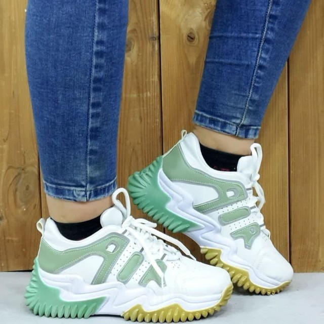 فروش  فوق العاده کفش اسپرت دخترانه و زنانه زیره پیو  مدل ایر یه کار خفن تویه رنگ خاص سفید سبز ارسال رایگان کد4554