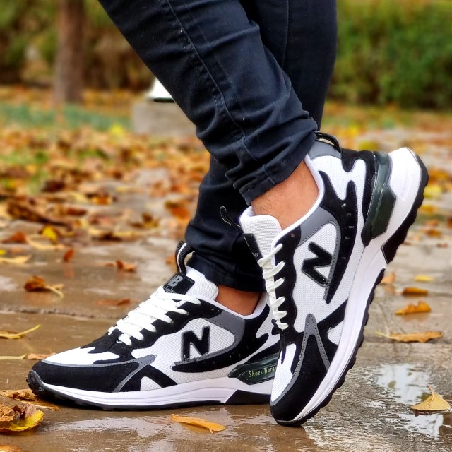 کفش نیوبالانس کتونی  مردانه زیره پیو راحت سفید مشکی