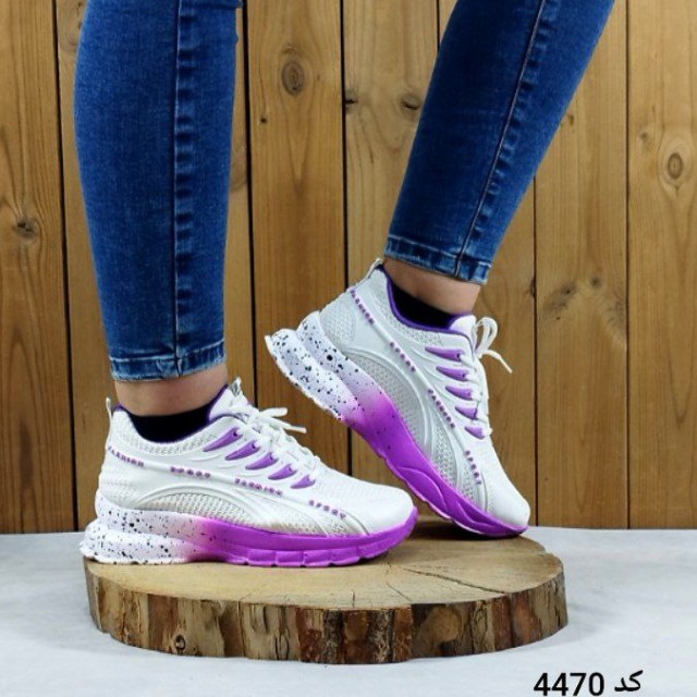 کفش کتونی اسپرت راحت وشیک مدل جذاب  رویه پختی کهکشانی  سفید بنفش با ارسال رایگان 4470