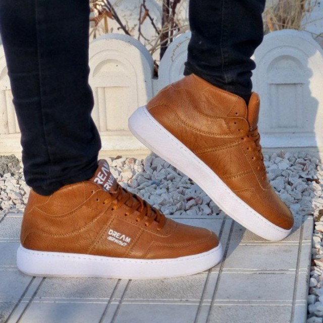 کفش اسپرت نیم بوت ساقدار مدل درام جدید و فوق العاده شیک خردلی زیره سفید با ارسال رایگان 3385