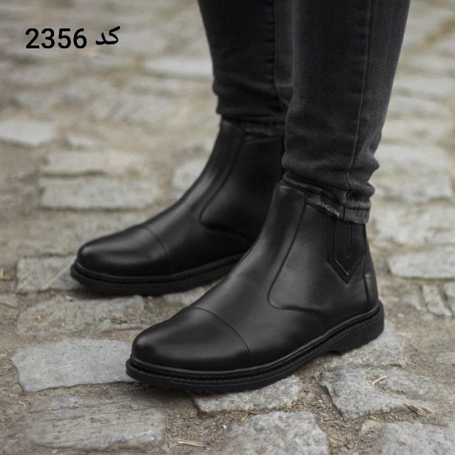 کفش نیم بوت ساقدار مجلسی اداری مردانه پسرانه مشکی  با ارسال رایگان  2356