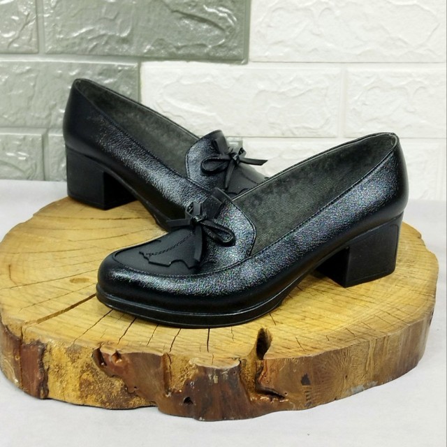 کفش بزرگپا زنانه  صد در صد طبی  اداری راحتی پاپیونی زنانه مشکی لژدار ارسال رایگان 1508