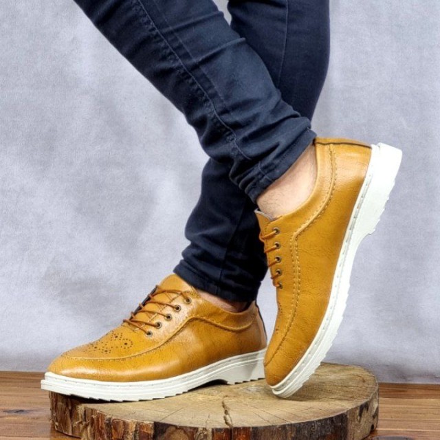 کفش مردانه پسرانه کالج مجلسی رویه هورس زرد با ارسال رایگان 2412