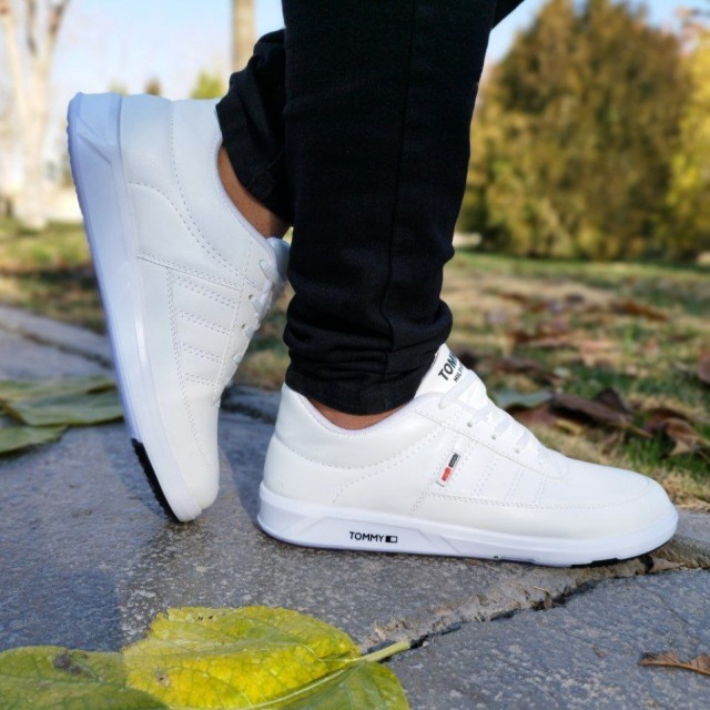 کفش کتونی اسپرت مدل تامی ست زنانه مردانه شیک و با دوام  سفید تمام  با ارسال رایگان  3381