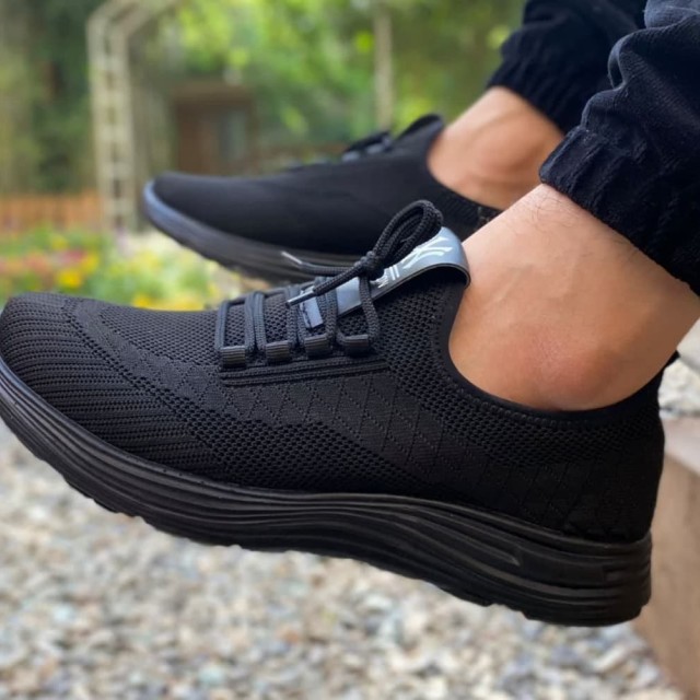 کفش مخصوص پیاده روی مردانه قابل شستشو زیره طبی  مدل جورابی رنگ مشکی با ارسال رایگان 3357