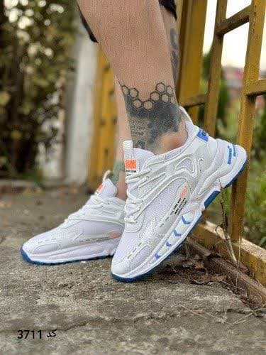 کفش کتونی اسپرت مدل +008 مردانه و پسرانه سفید آبی بروز و جدید با ارسال رایگان  3711