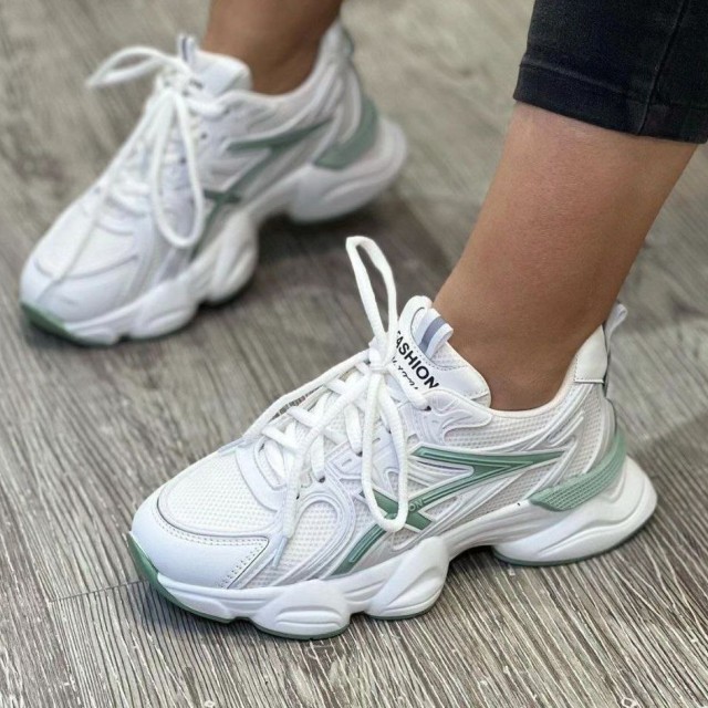 کفش کتونی اسپرت زنانه دخترانه مدل اسیکس فوق العاده جذاب و راحت سفید سبز با ارسال رایگان