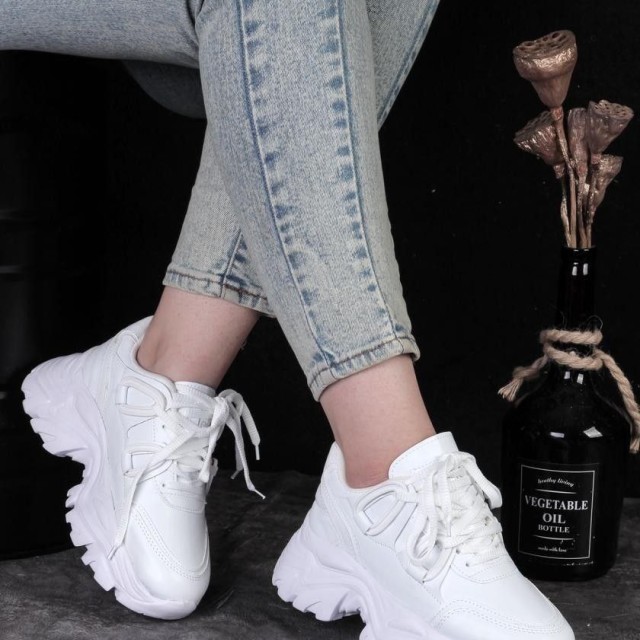 کفش کتونی اسپرت زنانه دخترانه مدل خوش پا مدل جدید 2023 اشکی سفید تمام  با ارسال رایگان 4312