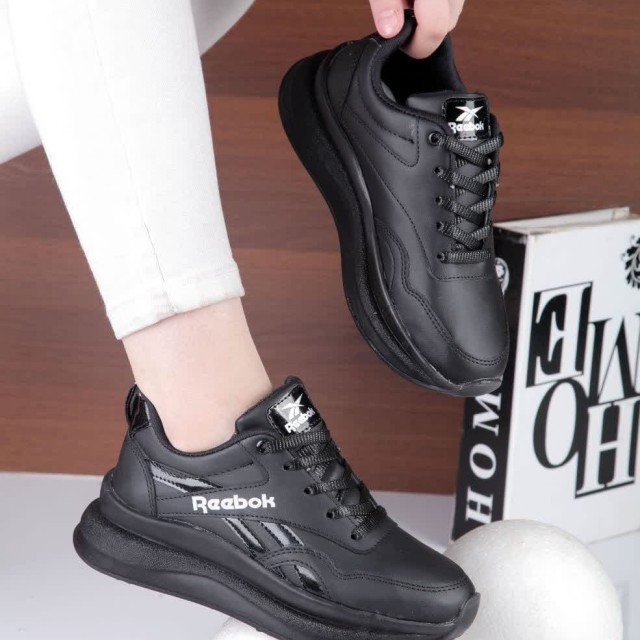 کفش کتونی اسپرت دخترانه مدل ریبوک جدید و شیک باکیفیت عالی مشکی تمام با ارسال رایگان4336