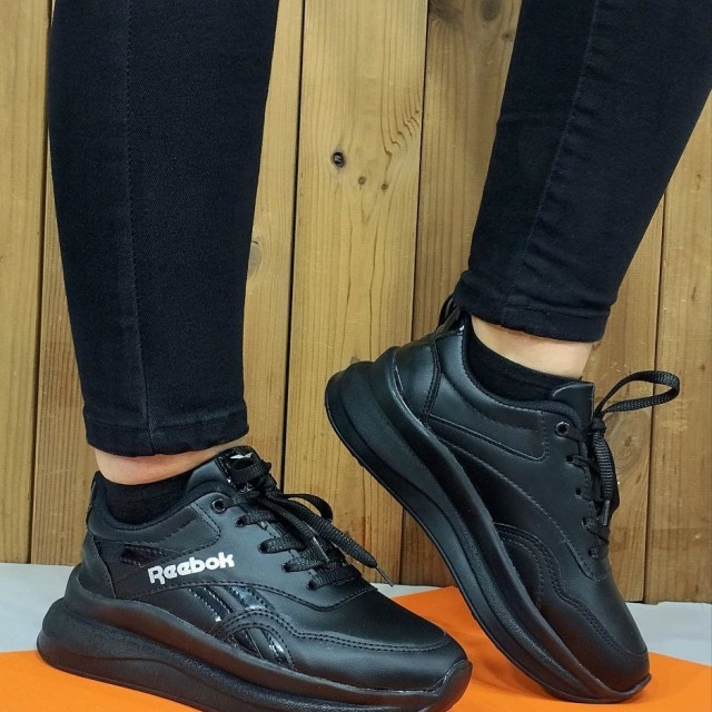 کفش اسپرت دخترانه و زنانه لژدار جدید مدل ریبوک  مشکی تمام با ارسال رایگان4336