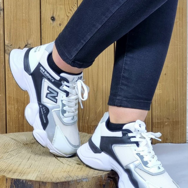 کفش کتونی اسپرت زنانه دخترانه مدل نیوبالانس با طراحی منحصر به فرد زیره پیو سفید مشکی با ارسال رایگان4331