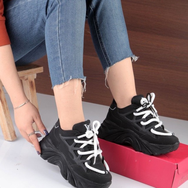 کفش کتونی اسپرت زنانه دخترانه مدل لویئس ویلتون  در رنگبندی های شیک و مختلف مشکی با ارسال رایگان