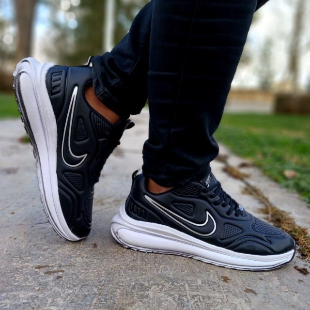 کفش مردانه پسرانه کتونی  اسپرت مدل نایک زوم مشکی  زیره سفید ارسال رایگان