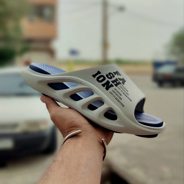 حراج  دمپایی مردانه خفن و جذاب رنگ طوسی سرمه ای  با ارسال رایگان