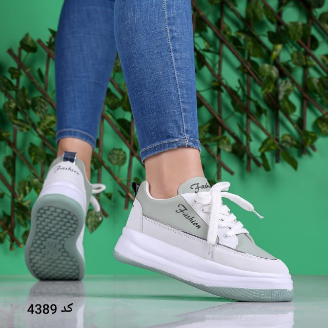 کفش کتونی اسپرت زنانه دخترانه مدل فشیون با کیفیت و شیک سفید سبز ارسال رایگان