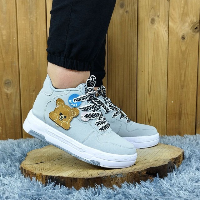 حراج ویژه نیم بوت جدید دخترانه مدل خرسی  جذاب و زیبا  رنگ طوسی  زیر سفید باارسال رایگان