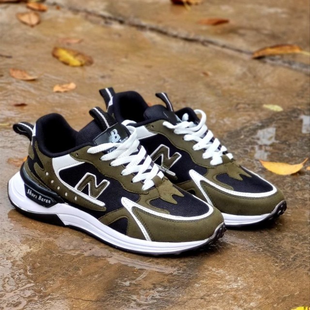 حراج باورنکردنی کفش کتونی اسپرت مردانه و پسرانه مدل نیوبالانس با کیفیت فوق العاده بالا  سبز زیتونی مشکی با ارسال رایگان