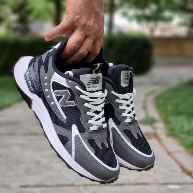 حراج باورنکردنی کفش کتونی اسپرت مردانه و پسرانه مدل نیوبالانس زیره پیو طوسی مشکی  با ارسال رایگان