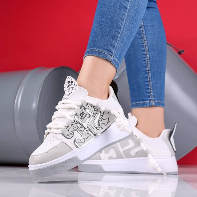 حراج ویژه کفش کتونی اسپرت دخترانه جدید مدل cs خوش پوش طوسی سفید با ارسال رایگان