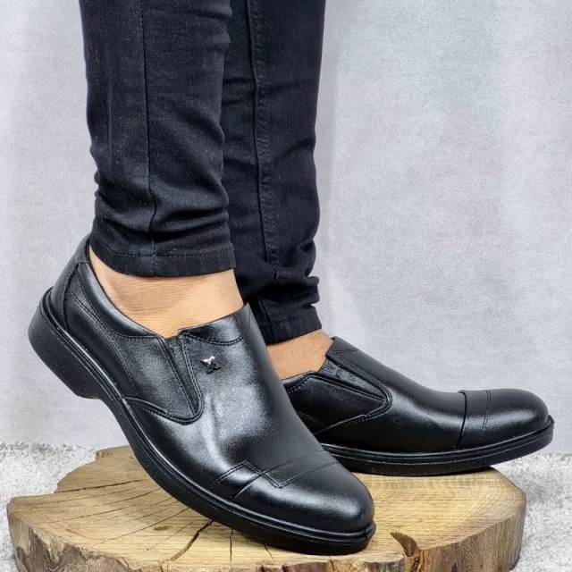 فروش ویژه کفش مجلسی مردانه چرم طبیعی تبریز زیره طبی رویه خط دار با کیفیت با ارسال رایگان