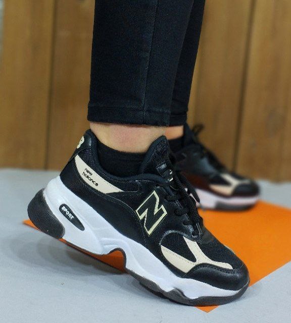 حراج فوق العاده  کفش کتونی اسپرت زنانه دخترانه مدل نیوبالانس ویژه دختران شیک پسند مشکی کرم 4329باارسال رایگان