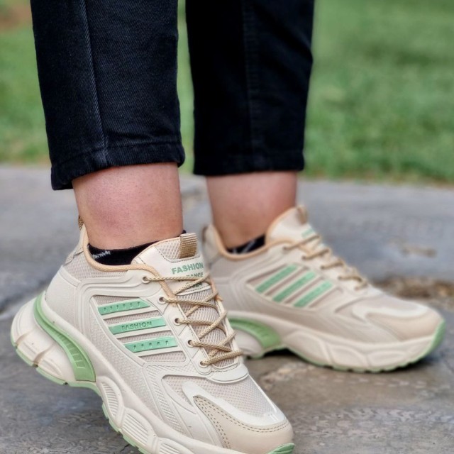 حراج باورنکردنی  کفش اسپرت دخترانه و زنانه مدل آدیداس  رنگ کرم سبز فوق العاده با کیفیت و راحت با ارسال رایگان