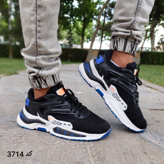 کفش کتونی اسپرت مدل +008 مردانه و پسرانه با کیفیت رنگ مشکی آبی با ارسال رایگان کد 3714