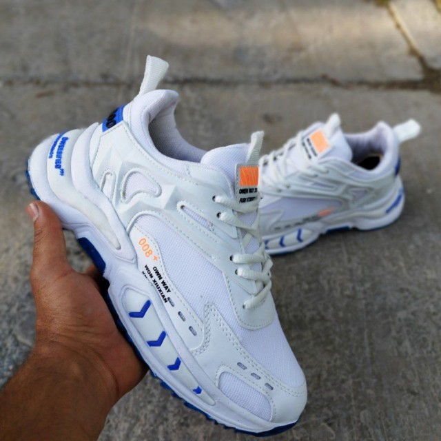 کفش کتونی اسپرت مدل +008 مردانه و پسرانه  بروز و جدید رنگ سفید آبی  با ارسال رایگان  3711