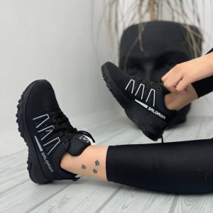 فروش ویژه کفش کتونی اسپرت زنانه دخترانه مدل سالامون منحصربفرد رنگ مشکی سفید با ارسال رایگان