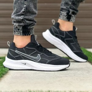 تخفیف عااالی کفش کتونی اسپرت نایک مردانه پسرانه شیک و سبک رنگ مشکی تمام زیره سفید  با ارسال رایگان