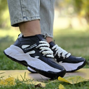 حراج دل ربا کفش اسپرت زنانه دخترانه مدل فشیون  تسبیحی خوشپا و کلاسیک رنگ سفید مشکی  باارسال رایگان