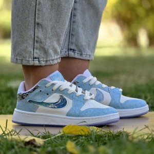 حراج ویژه  کفش کتونی اسپرت ست نایک دراگون  زنانه و مردانه شیک رنگ آبی سفید  با ارسال رایگان