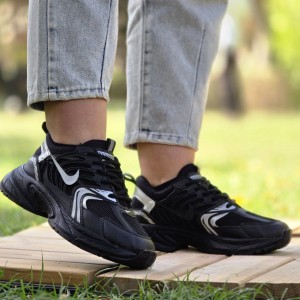 تخفیف بی تکرار کفش کتونی اسپرت زنانه دخترانه مدل نایک شیک و مدرن  رنگ مشکی تمام  با ارسال رایگان