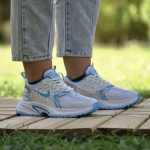 فروش  بی مانند کفش کتونی اسپرت زنانه دخترانه مدل نایک خوشپا و ترند رنگ مشکی نقره ای  طوسی با ارسال رایگان