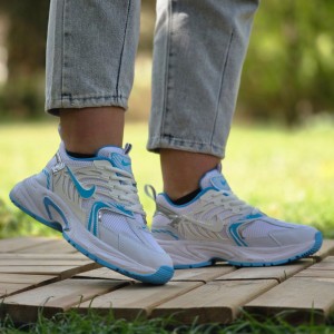 فروش  خارق العاده کفش کتونی اسپرت زنانه دخترانه مدل نایک باظرافت و خاص رنگ سفید ابی  با ارسال رایگان