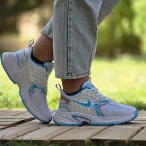 فروش  فوق العاده کفش کتونی اسپرت زنانه دخترانه مدل نایک خوش پوش و کلاسیک رنگ سفید ابی  با ارسال رایگان