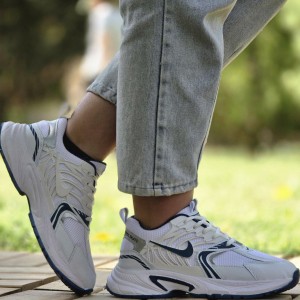 فروش  ایده ال کفش کتونی اسپرت زنانه دخترانه مدل نایک مدرن و جدید رنگ سفید سورمه ای  با ارسال رایگان