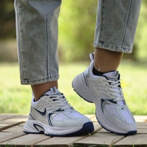 فروش  ایده ال کفش کتونی اسپرت زنانه دخترانه مدل نایک مدرن و جدید رنگ سفید سورمه ای  با ارسال رایگان