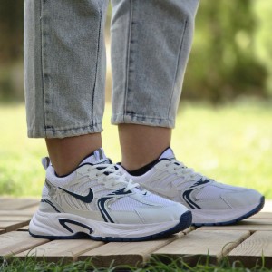 فروش  دل ربا  کفش کتونی اسپرت زنانه دخترانه مدل نایک منحصر به فرد  رنگ سفید سورمه ای  با ارسال رایگان