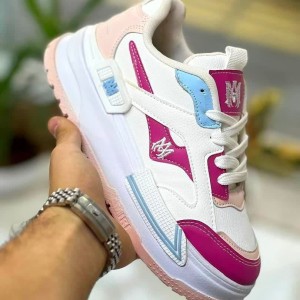 فروش بی مانند کفش اسپرت زنانه دخترانه مدل امیری متفاوت و کلاسیک  رنگ سفید صورتی  با ارسال رایگان