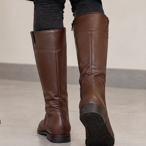 حراج شگفت انگیز نیم بوت زنانه دخترانه ساق بلند بسیار شیک و راحت رنگ مشکی کرم باارسال رایگان