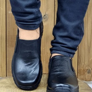 تخفیف ویژه کفش مجلسی مردانه چرم طبیعی تبریز طبی مشکی زیره تزریق با ارسال رایگان کد 2330