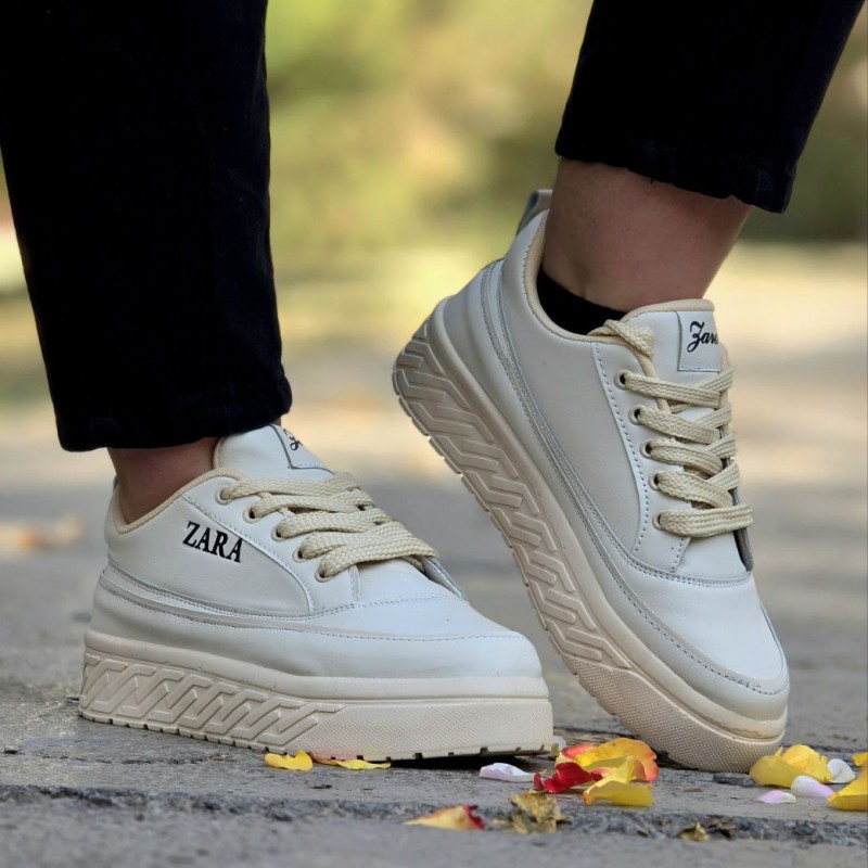 حراج واقعی این هفته کفش کتونی اسپرت دخترانه و زنانه مدل زارا رنگ کرمی مناسب افراد خاص پسند با ارسال رایگان