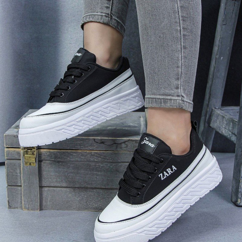 حراج جدید این هفته کفش اسپرت دخترانه و زنانه مدل  زارا رنگ سفید مشکی فوق العاده جذاب با ارسال رایگان